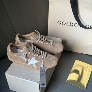 Golden Goose Tan and White Loafers